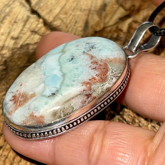 Dominican Republic Caribbean Larimar Pendant 2” - Picture 3 of 16